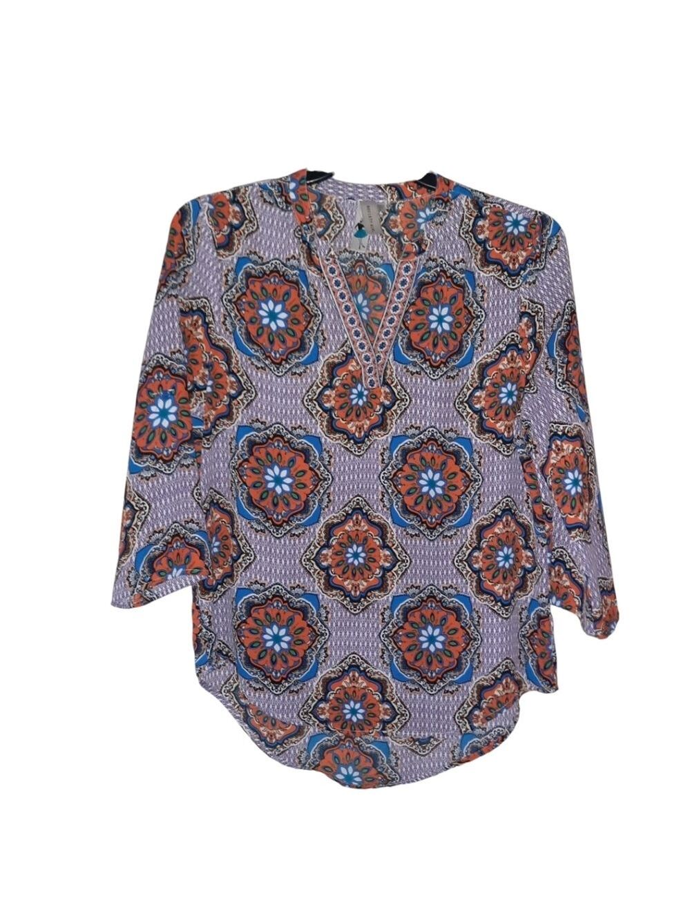 Society Girl Multicolored Blouse Large